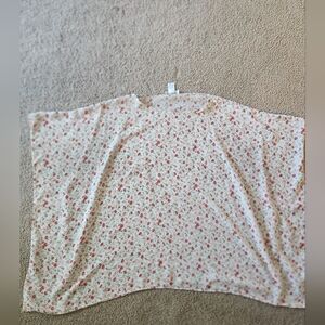 New York & Company Floral Blouse/poncho with Red and Cream Accents